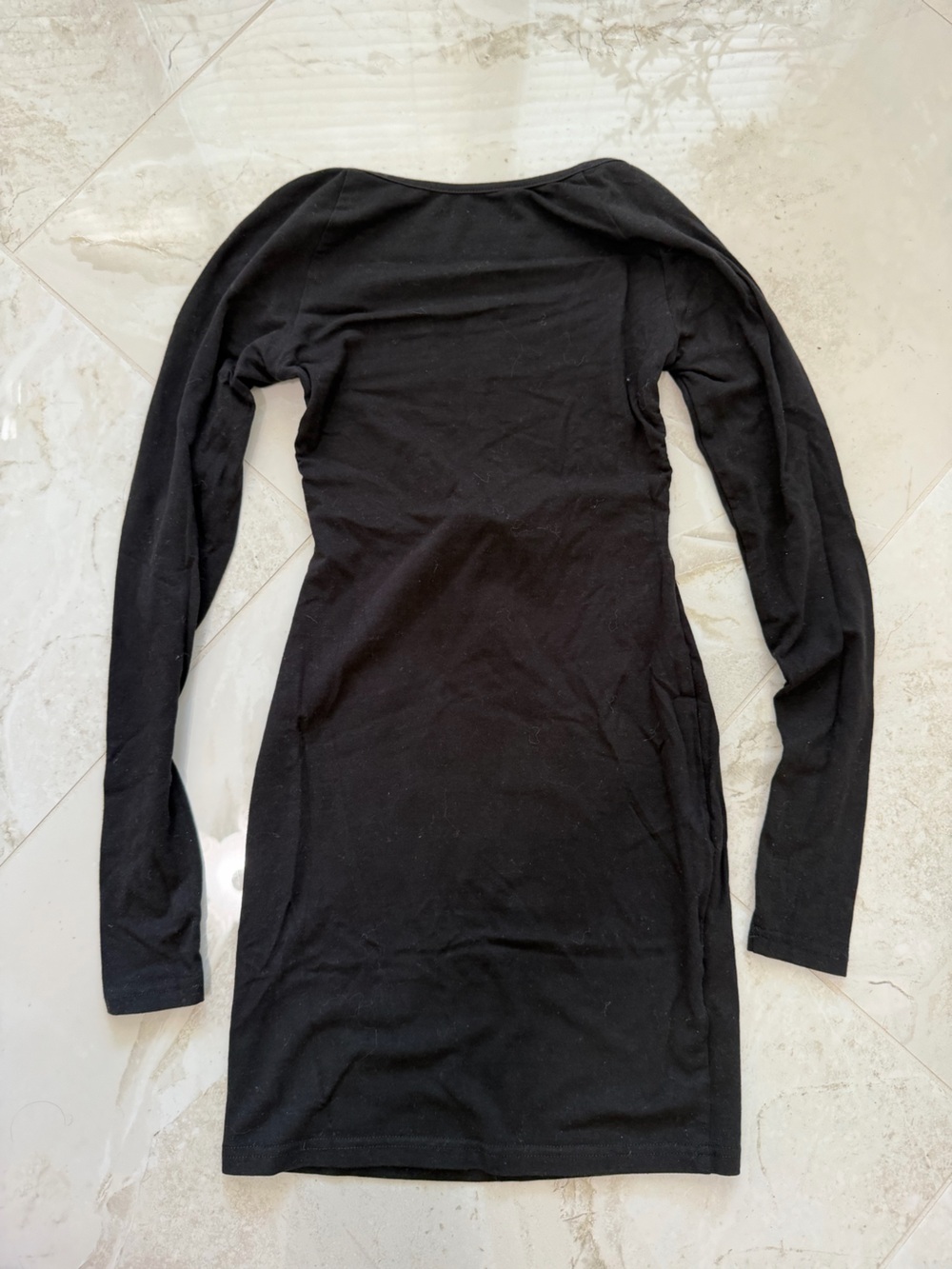 Black Long Sleeve Open Back Bodycon Dress